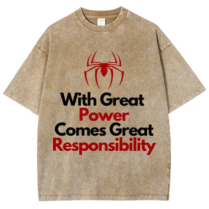 With Great Power Comes Great Responsibility Vintage Distressed T-shirt