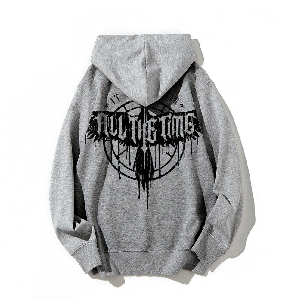 It Can't Rain All The Time Nerd Printed Back Cotton Hoodie