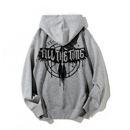 It Can't Rain All The Time Nerd Printed Back Cotton Hoodie