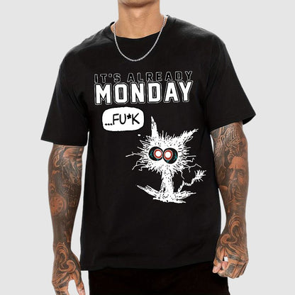 It's Already Monday Funny Cat Geek T-Shirt