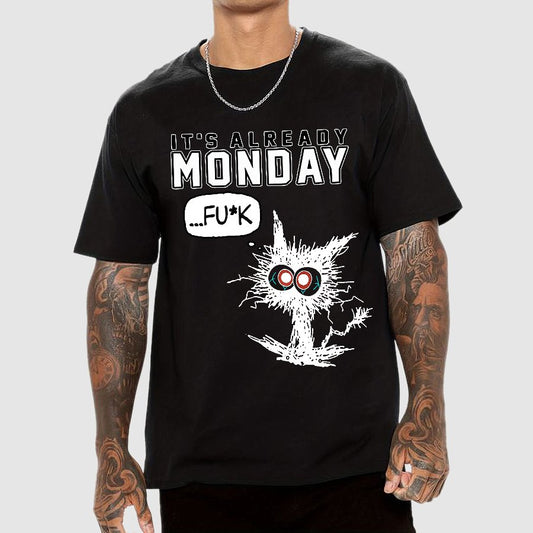 It's Already Monday Funny Cat Geek T-Shirt