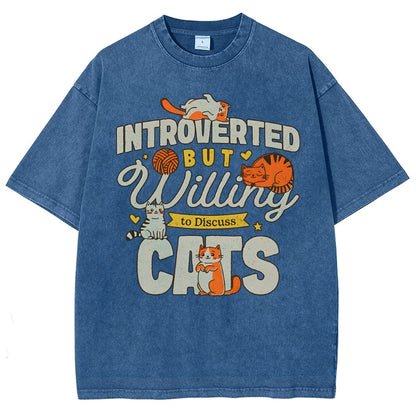 Willing to Discuss Cats Vintage Distressed T-shirt