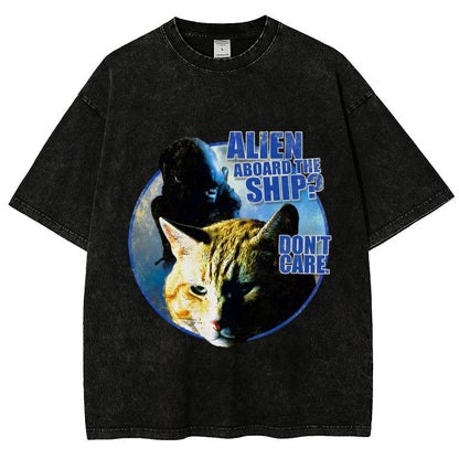 Top Cat Alien Aboard The Ship Don’t Care  Vintage Distressed T-shirt