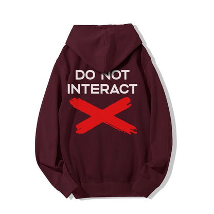 Do Not Interact Printed Back Unisex Cotton Hoodie