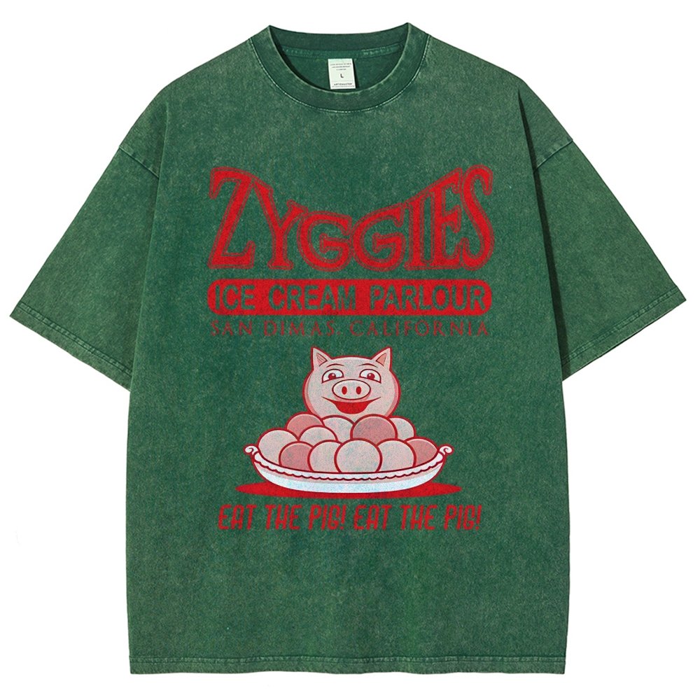 Eat the Pig at Sunny Ice Cream Parlour Ringer Vintage Distressed T-shirt