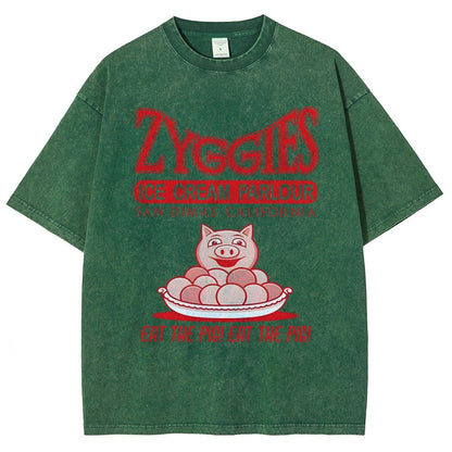 Eat the Pig at Sunny Ice Cream Parlour Ringer Vintage Distressed T-shirt