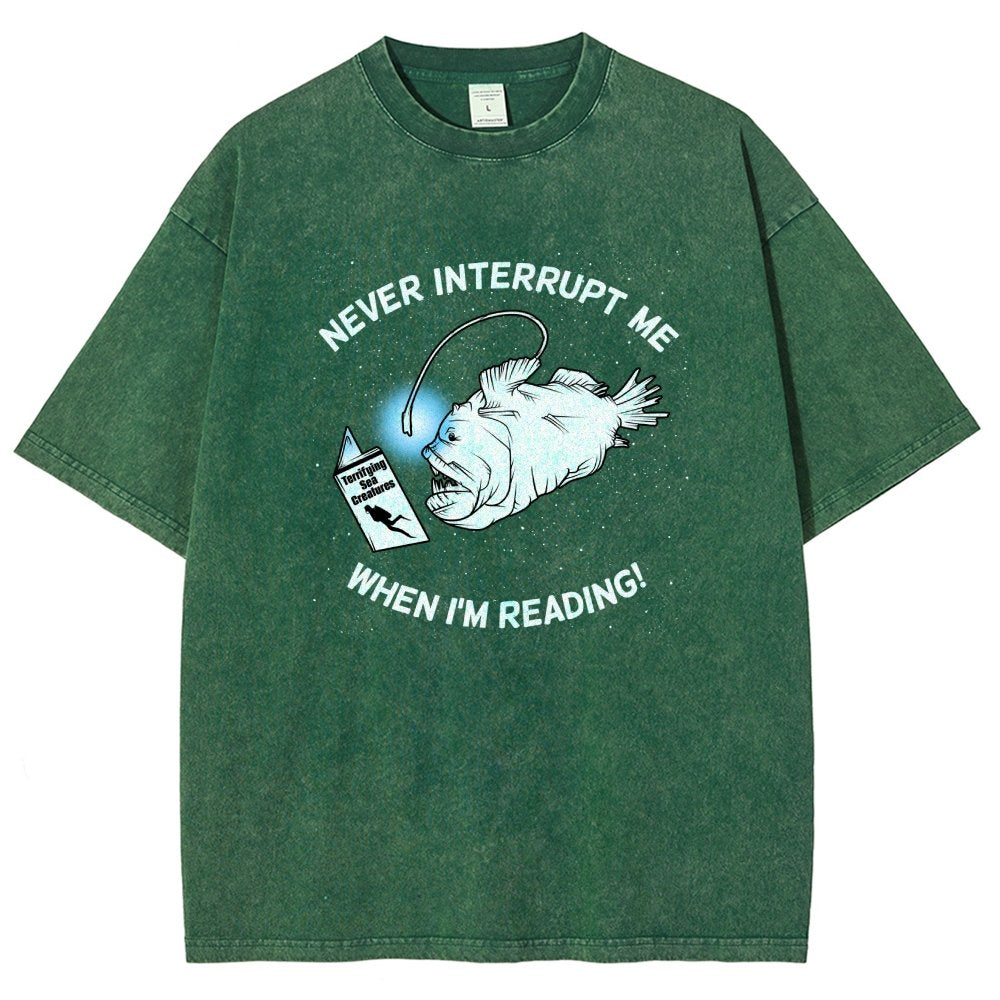 Angler Fish Reading Vintage Distressed T-shirt