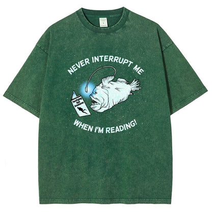 Angler Fish Reading Vintage Distressed T-shirt