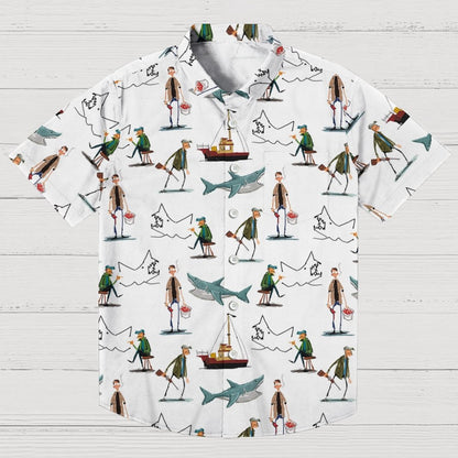 Shark Art Printed Geek Hawaiian Shirt