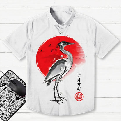 Heron Sumi E Geek Hawaiian Shirt