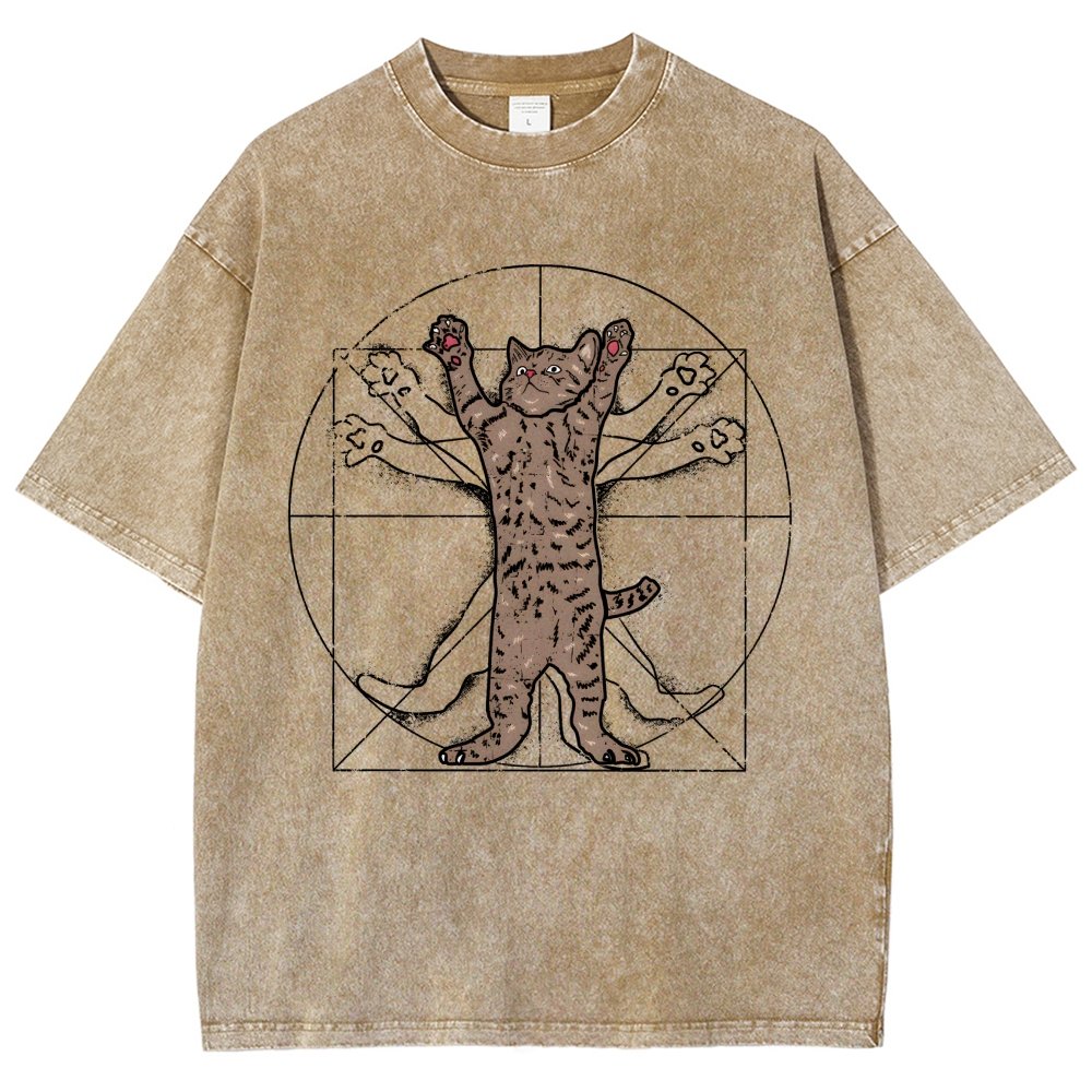 vitruvian cat Vintage Distressed T-shirt