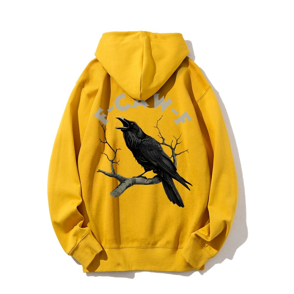 F-Caw-F Funny Crow Printed Back Unisex Cotton Hoodie