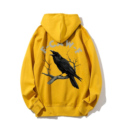 F-Caw-F Funny Crow Printed Back Unisex Cotton Hoodie