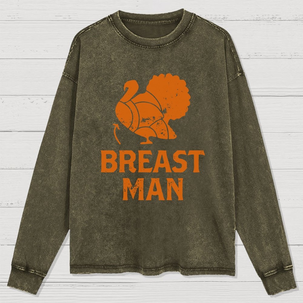 Breast Man Washed Long Sleeve Tee