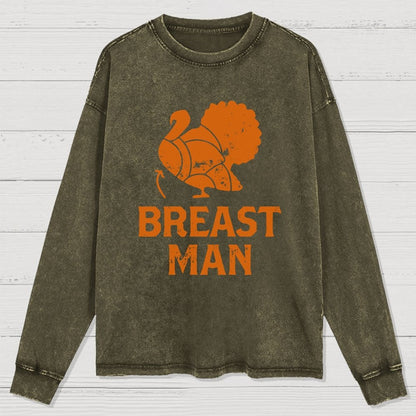 Breast Man Washed Long Sleeve Tee