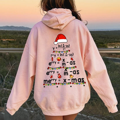 Christmas Math Printed Back Unisex Cotton Hoodie