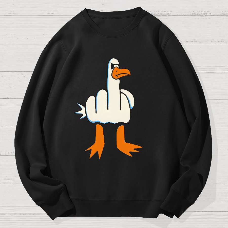Rude Seagull Design Funny Geek Cotton Sweatshirt