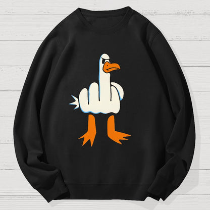 Rude Seagull Design Funny Geek Cotton Sweatshirt