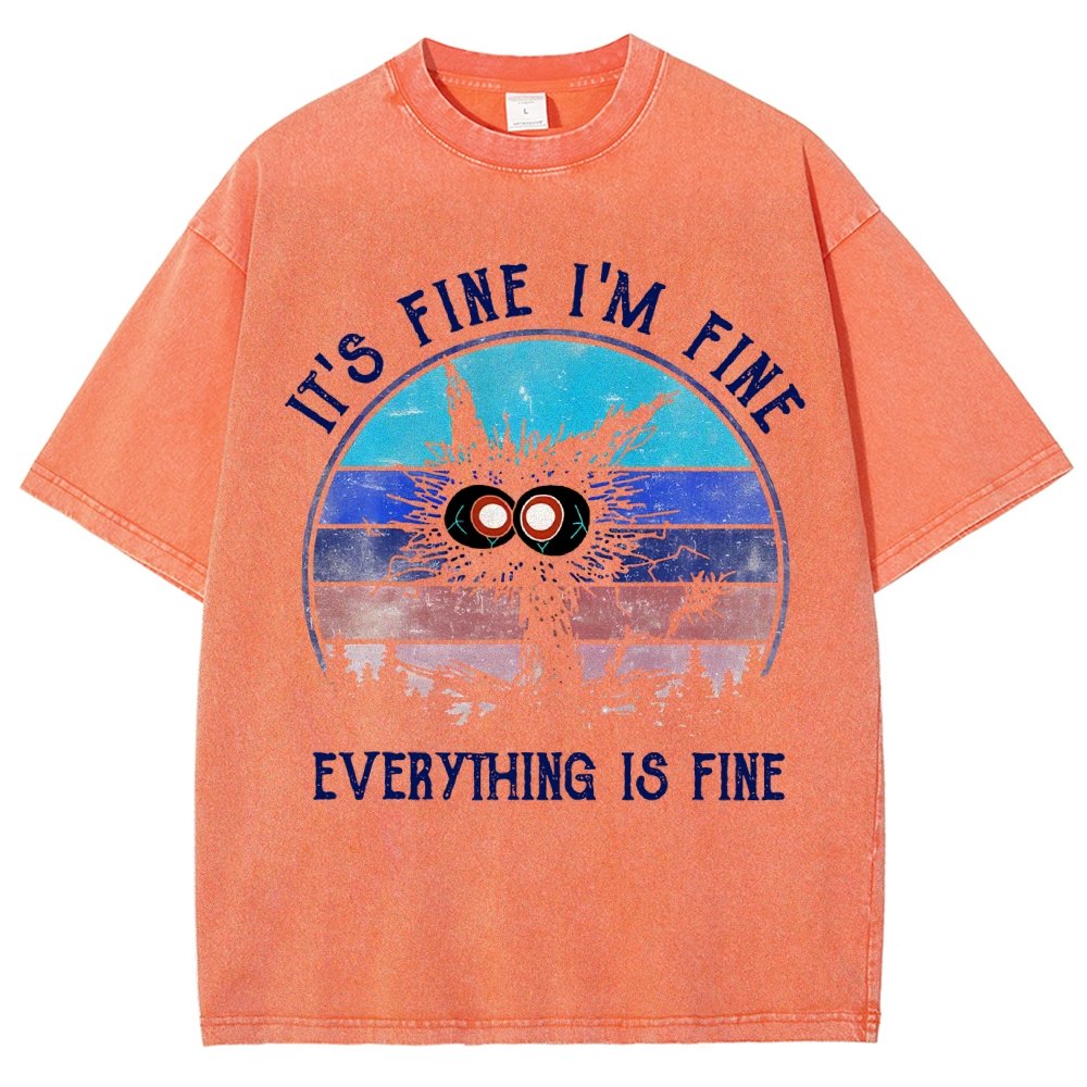 It ‘s Fine I am Fine Everything Is Fine Funny Black cat Vintage Distressed T-shirt