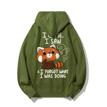 Forgetful Red Panda Printed Back Unisex Cotton Hoodie
