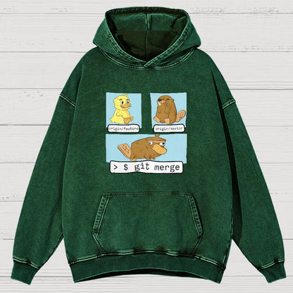 Git Merge Programmer Vintage Distressed Hoodie