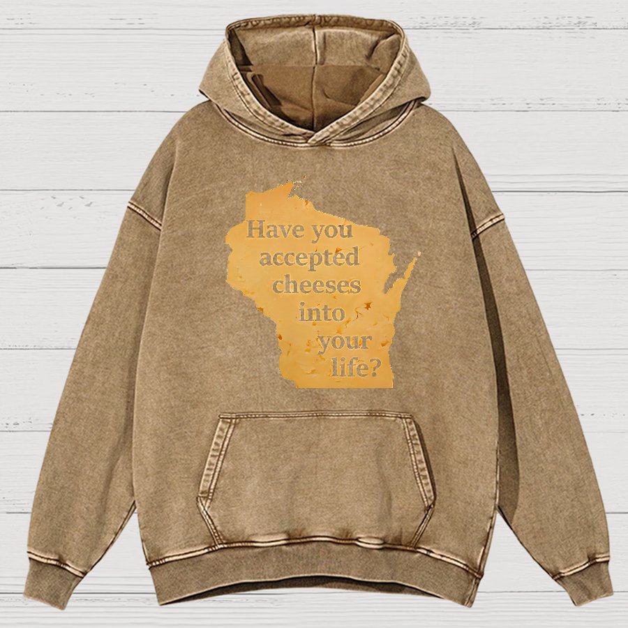 Wisconsin Cheese Pun Vintage Distressed Hoodie