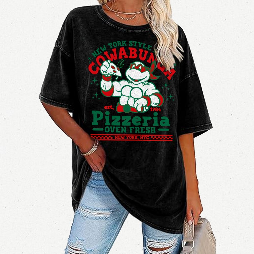 Cowabunga Pizzeria Pi Day Vintage Distressed T-shirt