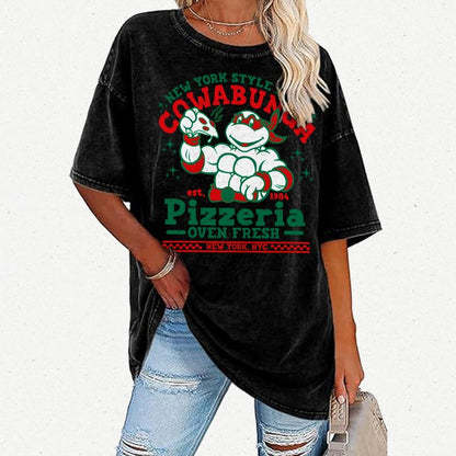 Cowabunga Pizzeria Pi Day Vintage Distressed T-shirt
