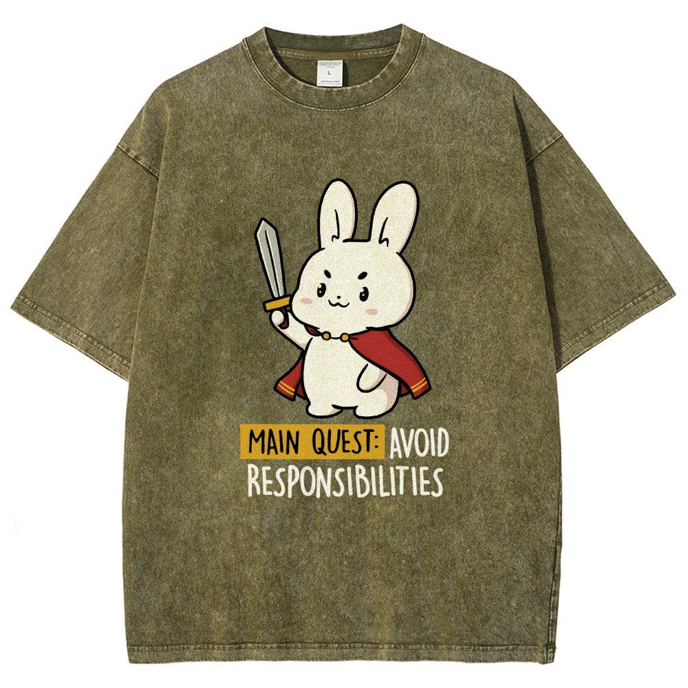Main Quest Avoid Responsibilities Vintage Distressed T-shirt