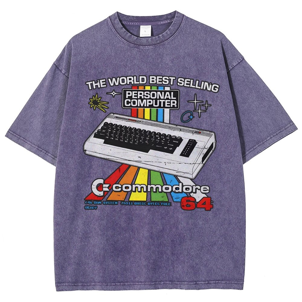 Retro Games Commodore 64 Personal Computer Vintage Distressed T-shirt
