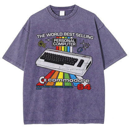 Retro Games Commodore 64 Personal Computer Vintage Distressed T-shirt