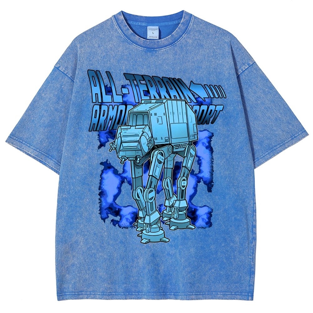 Mega Terrain Mecha Transport Vintage Distressed T-shirt
