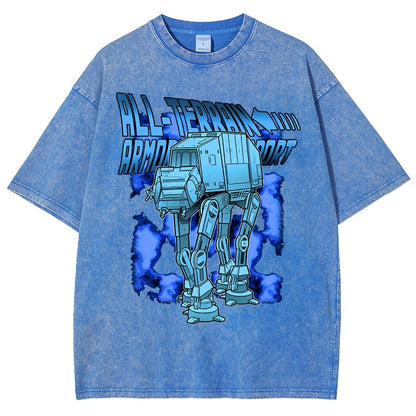 Mega Terrain Mecha Transport Vintage Distressed T-shirt