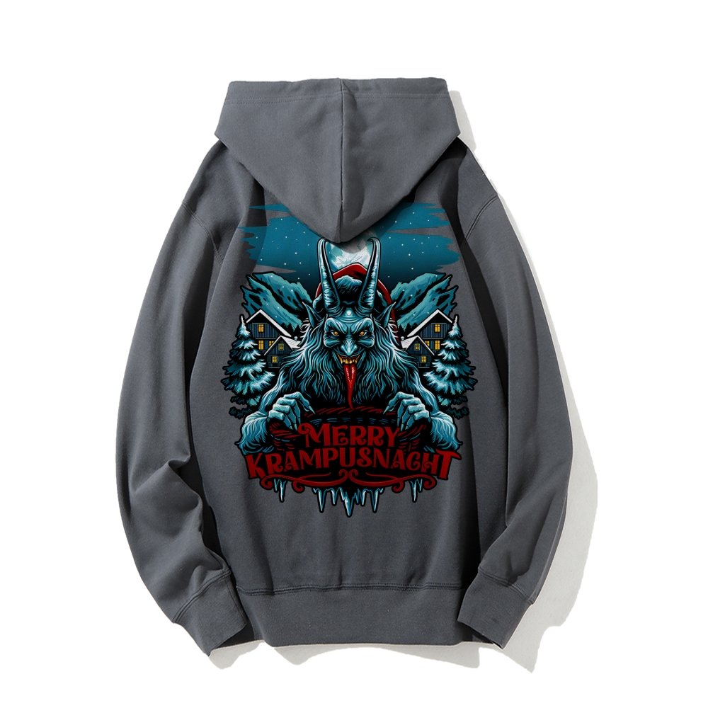 Merry Krampusnacht Printed Back Unisex Cotton Hoodie