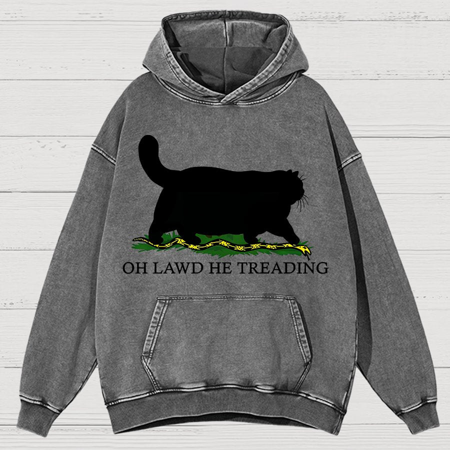 Oh Lawd He Treading Vintage Distressed Hoodie