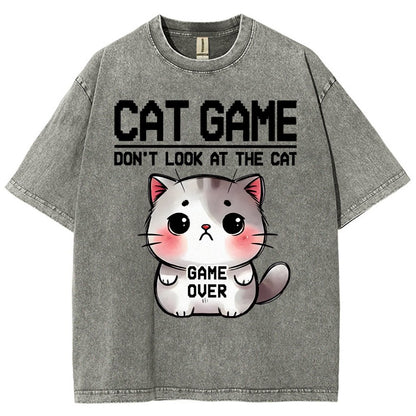 Funny Cat Game-Game Over Vintage Distressed T-shirt
