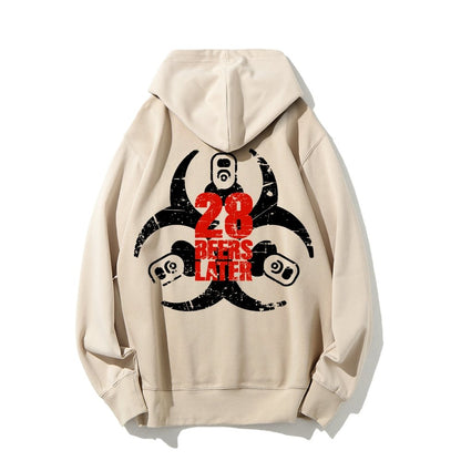 28 beers later Printed Back Unisex Cotton Hoodie