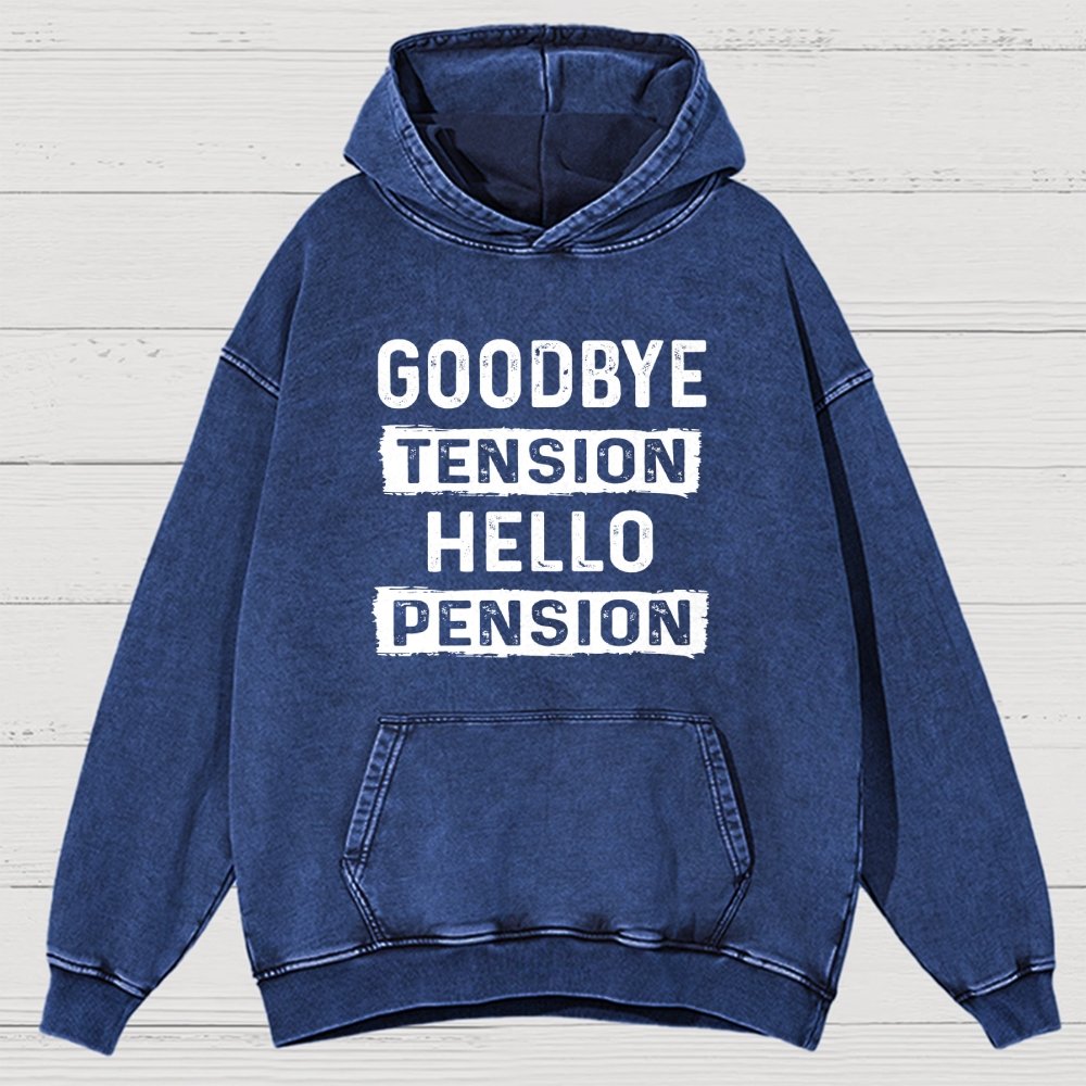 Funny Retirement Goodbye Tension Hello Pension Vintage Distressed Hoodie