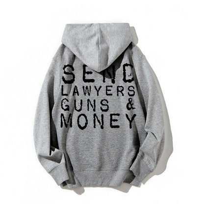 Send Lawyers Guns And Money Printed Back Unisex Cotton Hoodie
