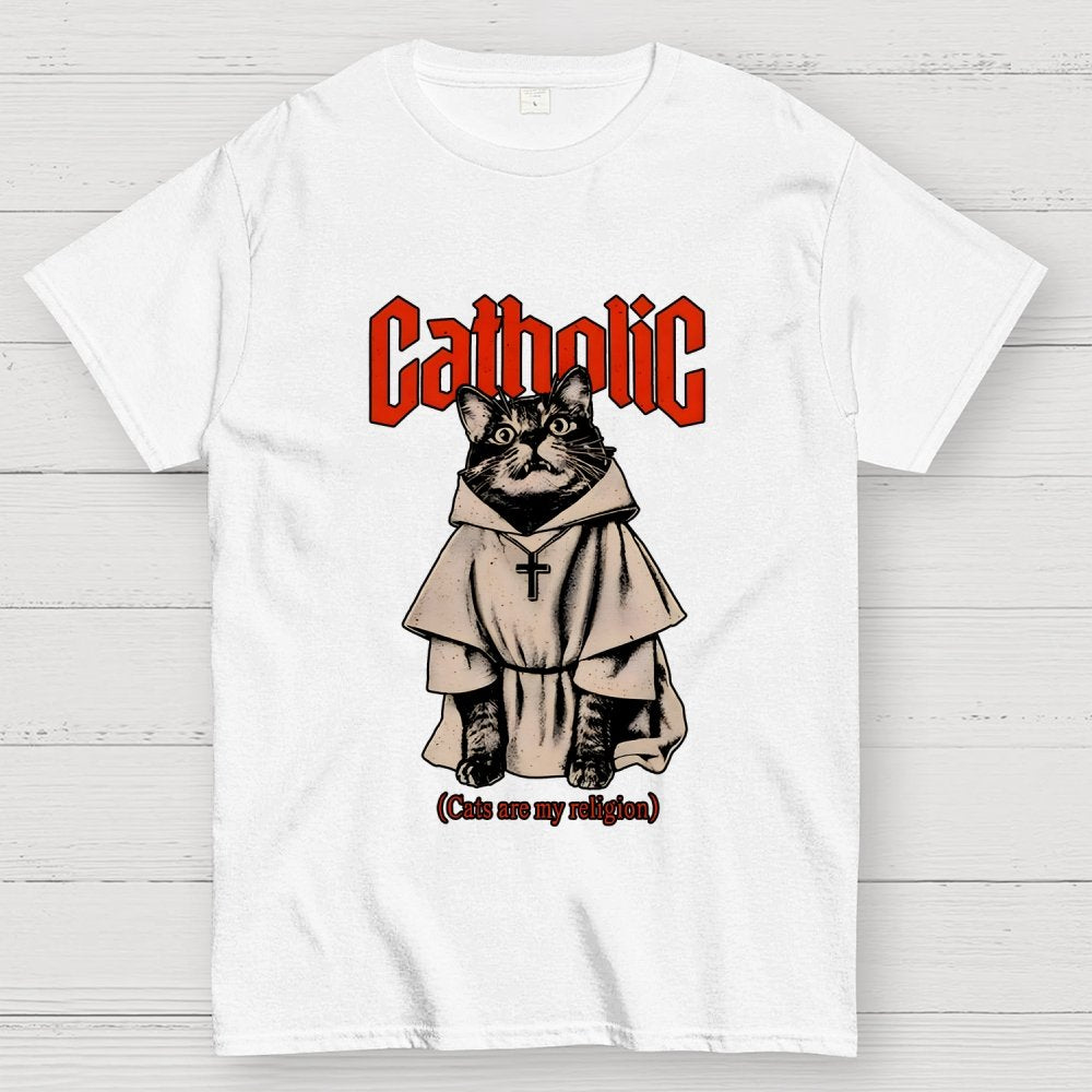 Catholic (Cats Are My Religion) Geek T-Shirt