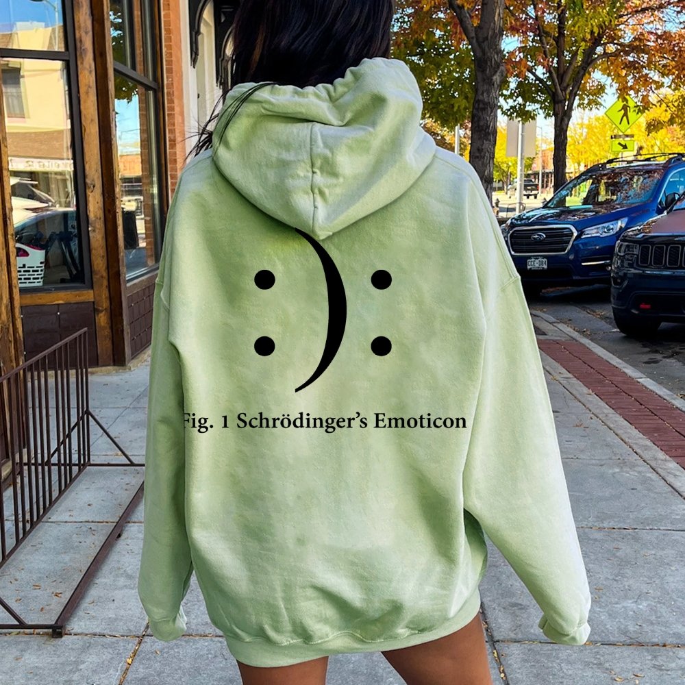 Schrodinger's Emoticon Printed Back Unisex Cotton Hoodie