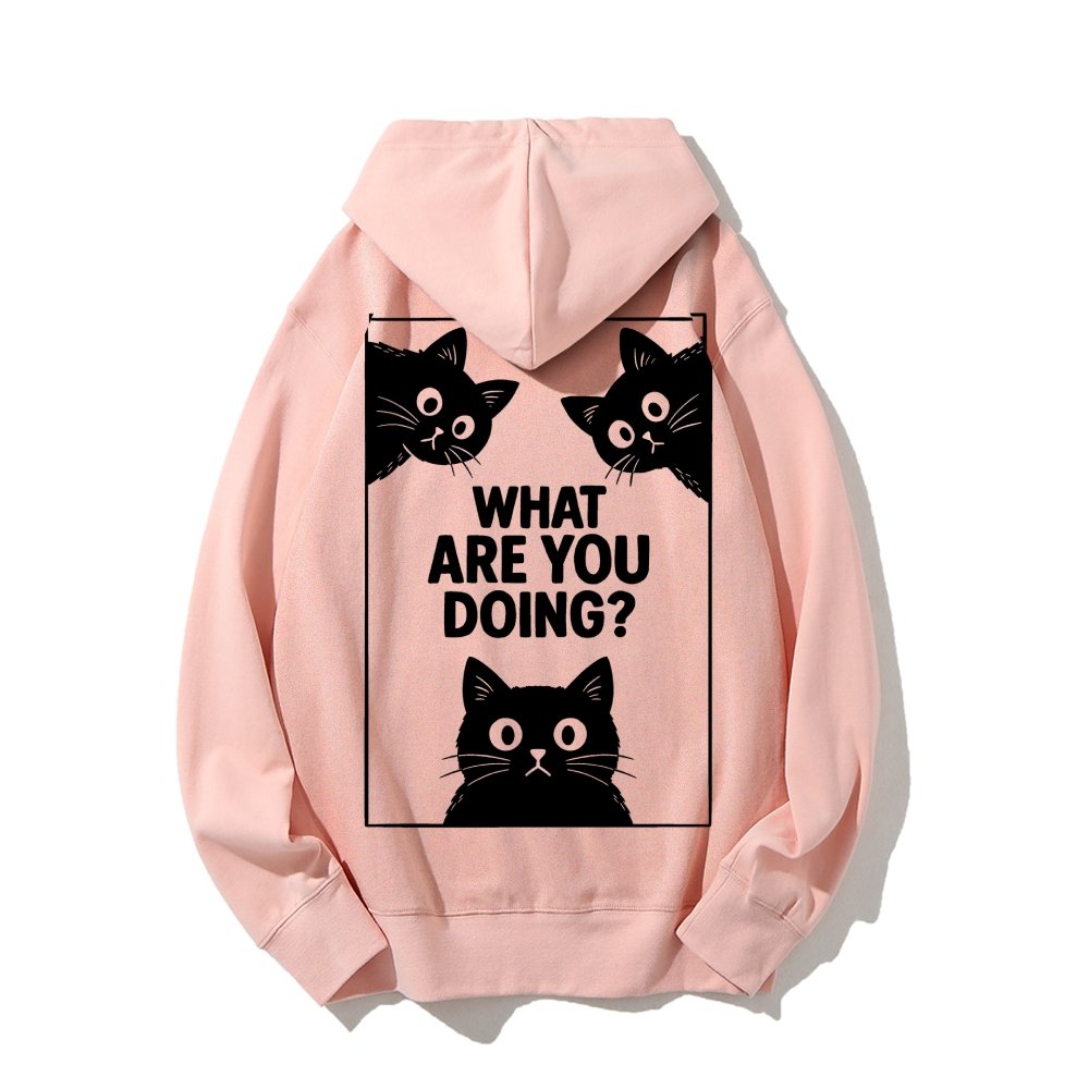 What Are You Doing Printed Back Unisex Cotton Hoodie