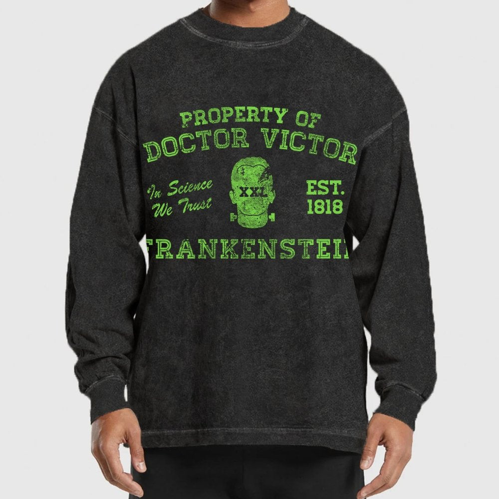 Property of Dr Frankenstein Washed Long Sleeve Tee