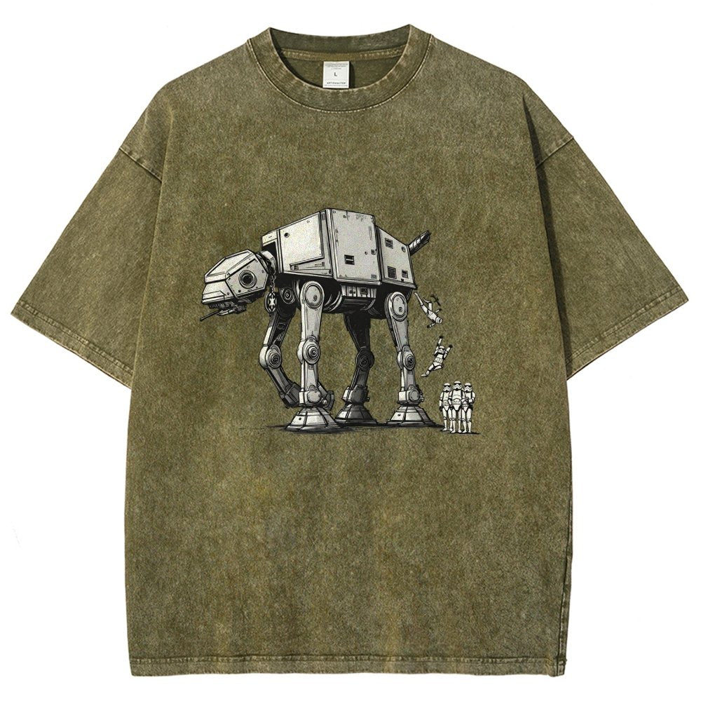 Mechanical Robot Dog Poop Vintage Distressed T-shirt