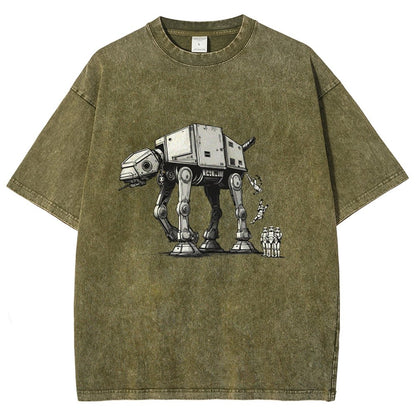 Mechanical Robot Dog Poop Vintage Distressed T-shirt