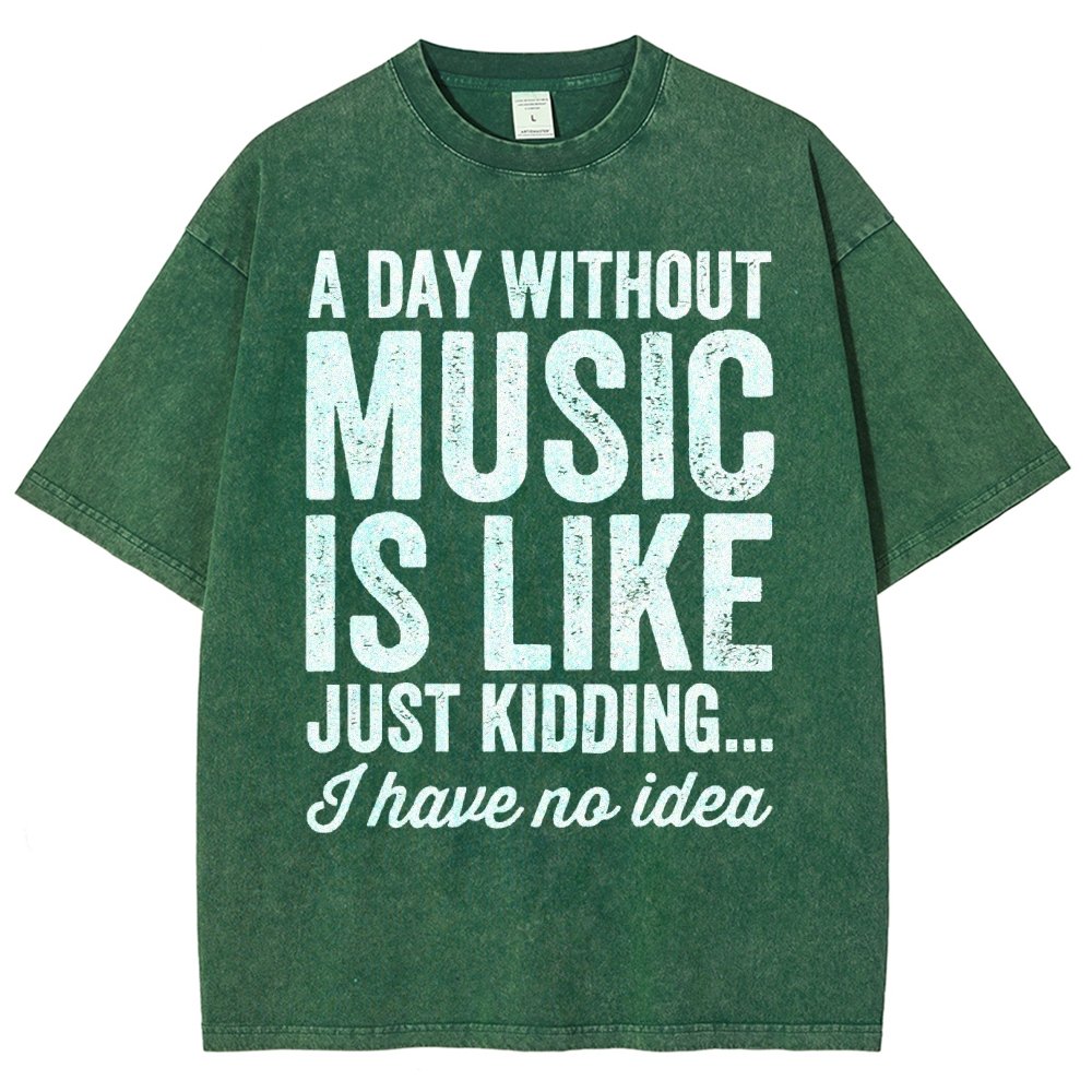 A Day Without Music Is Like Just Kidding Vintage Distressed T-shirt