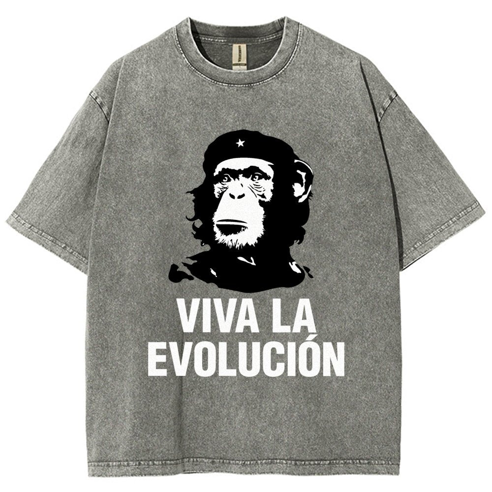 Marxist Evolution Funny Chimpanzee Monkey Rebellious Figure Parody Slogan Vintage Distressed T-shirt