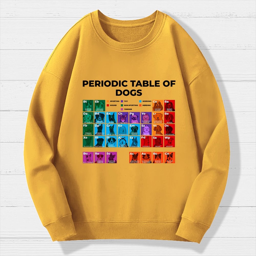 Periodic Table of Dogs Dog Lover Funny Science Geek Cotton Sweatshirt