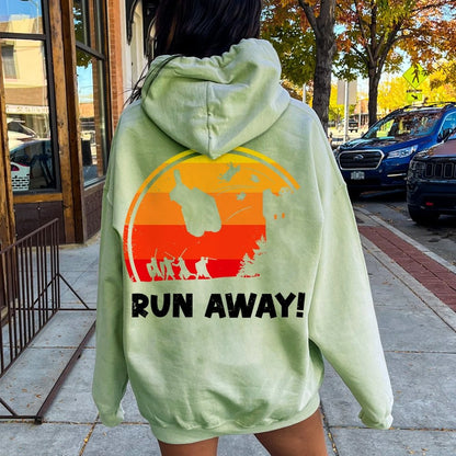 Run Away Printed Back Unisex Cotton Hoodie