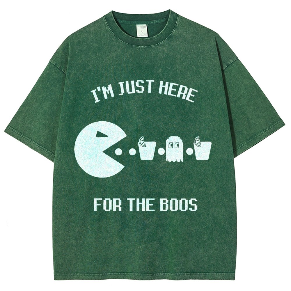 Here For The Boos Ghost Arcade Nerdy Halloween Vintage Distressed T-shirt